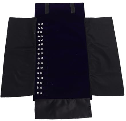 NOLITOY Bolsa Enrollable para Joyas de Terciopelo Azul Oscuro Organizador Portátil para Collares y Pulseras Compacta y Ligera para Viaje y Uso Diario Almacenamiento Seguro y