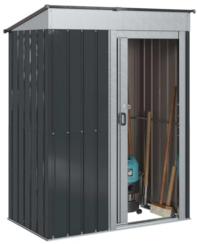 vidaXL Cabanons de Jardin Anthracite 137 x 81 x 180 cm Métал, Abri de Jardin et terrasse, cabane en métal rectangulaire, Rangement Solide pour Outils, équipement