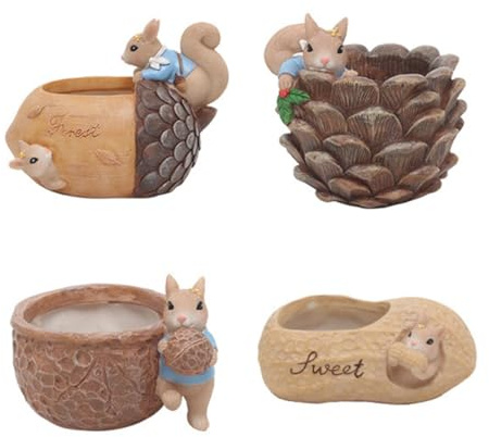 UKCOCO Vaso di Fiori Artistico in Resina a Forma di Scoiattolo, Vaso di Fiori alla Moda per Piante Grasse, Ornamento da Tavolo la Casa e Regalo Decorativo