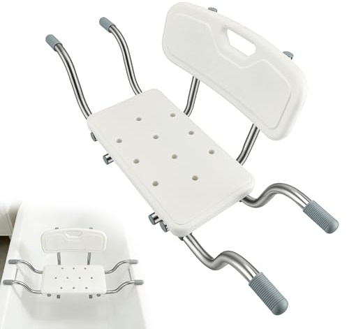 Eirolace Badewannensitz Senioren, Duschstuhl Mit Rückenlehne für Badewanne– Leicht & Robust, Ausziehbare (77-87cm) Wannensitz, bis 130kg, Badewanne Sitz Erwachsene Badewannenstuhl Badestuhl