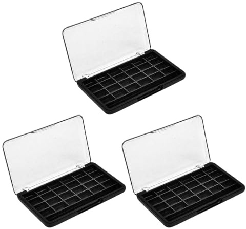 ABOOFAN Boîte à Fards à Paupières Vide 24 Cases 3 Pièces Couvercle Transparent Noir, Plateau à Maquillage DIY pour Palette de Rouges à Lèvres, Organisateur Cosmétique Pratique pour Usage
