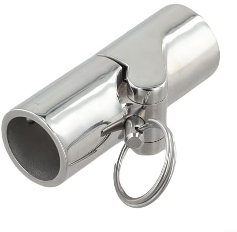 Conector de tubería de barandilla de barco inoxidable 316 de grado marino, acoplamiento giratorio plegable de 180 grados para accesorios de tubo, plateado (22 mm)