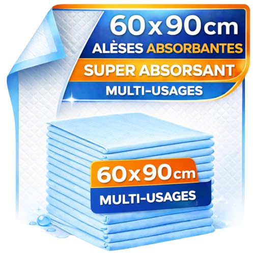 120 Alèses Jetables Ultra Absorbantes – Protection Matelas Imperméable pour Incontinence Adulte, Bébé, Soins Médicaux, Hôpital et Usage Quotidien (60x90cm)