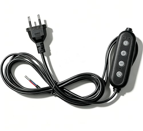 MejaRizon 1,8M Kabel mit Timer Schalter und Stecker 220-250V, Kabel mit Schalter und Countdown Timer, Stromkabel mit Stecker für innen, Kein Standby Verbrauch, Schwarz, 1A, 100W