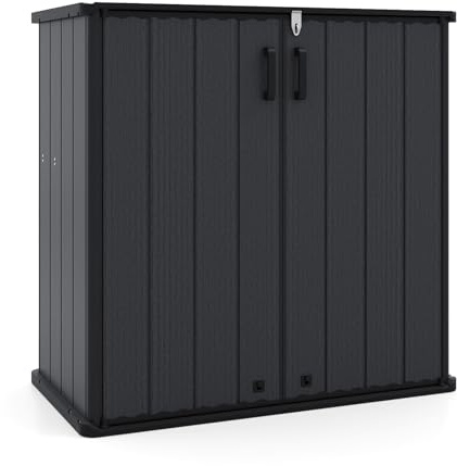 COSTWAY Cobertizo Jardín Exterior 0,6㎡, 662L, 120 x 65 x 117 cm, PP y HDPE