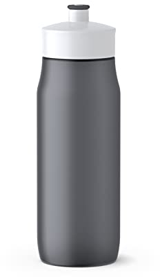 Emsa 518086 Squeeze Sport-Trinkflasche | 0,6 Liter Fassungsvermögen | Ohne BPA | 100% auslaufsicher und spülmaschinengeeignet | Robust und stylisch | Anthrazit/ Weiß, 6.5 x 6.5 x 21.9 cm