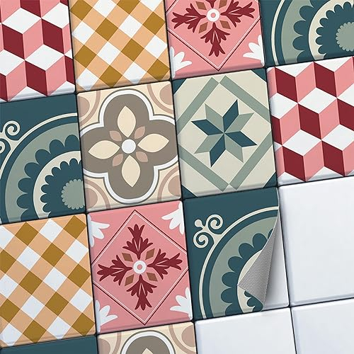 CREATISTO Fliesenaufkleber Fliesenfolie Mosaikfliesen - Selbstklebende Fliesen Folie I Stickerfliesen - Mosaikfliesen für Küche, Bad, WC Bordüre (20x25 cm I 6 -Teilig)