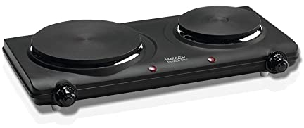HAEGER DOUBLE DISC - Placa Eléctrica con 2250W de potencia, 165mm y 130mm de diámetro, sistema de seguridad con fusible termal, temperatura de la calefacción ajustable con 5 niveles