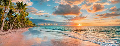 levandeo Glasbild 80x30cm Wandbild Glas Beach Hawaii Strand Deko Wanddeko Urlaub Einrichtung Wohnen