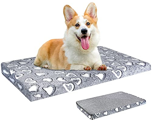 VANKEAN Hundebett Hundekissen Hundematte Waschbar - Flauschige Winter Mit Kühle Sommerseite, rutschfeste, Weiche Hundematte als Hundekissen für Mittelgroße Hunde, 76L x 51B x 7,6D cm, M