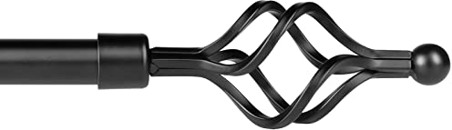 SZXIMU Gardinenstange Ausziehbar 91-182 cm Schwarz 20 mm Vorhangstange Metall für Fenster mit Käfig-Endstück