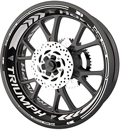 Confezione completa di adesivi adesivi per cerchi per moto Triumph qualità Premium (2 ruote) (Bianco)