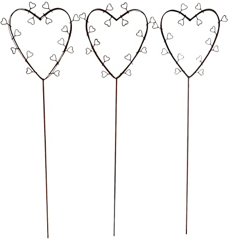 Gartenstecker Deko- Herzen 3er Set zum Stecken in Rostoptik 38cm hoch für Hochzeit und Garten