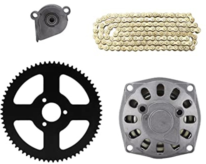 Akozon 6 Teeth Clutch Drum Pad Gear Box Kit Kettenradantrieb 68T Hinteres Kettenrad 25H Kette für 2-Takt 47cc 49cc Minimoto Pocket Bike Quad ATV