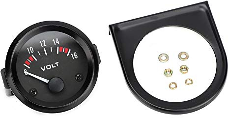AYNEFY Voltmeter,12V Black Waterproof Voltmeter Battery Tester 52mm/2in Car Universal Voltmeter Voltage Gauge 8-16V BX100007 Fits for Most 12V Car