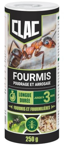 Clac® Poudre Anti-Fourmis 250g – Détruit Fourmis & Fourmilières – Produit Fourmis Maison Intérieur & Extérieur – Action Choc – Insecticide Puissant – Effi cace 3 Mois