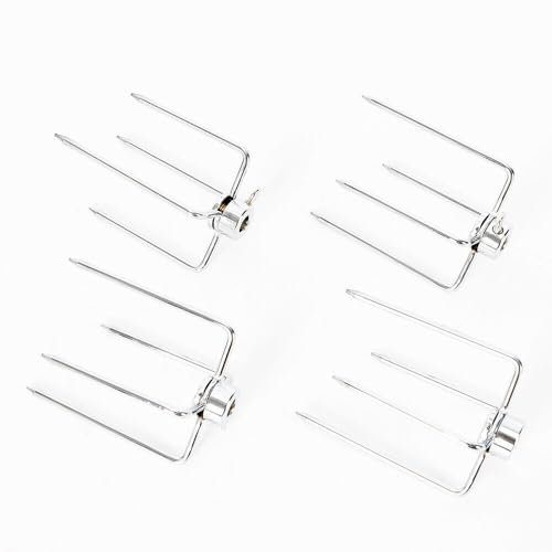 4 Stück Rotisserie-fleischgabel Edelstahl BBQ Fleischnadel Rotierenden Grill Fleis Drehspieß für Grillgut Hähnchen