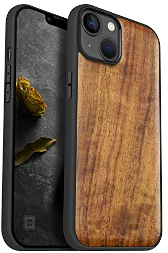 Carveit Holz Cover für iPhone 14 Plus, Nussbaum-Schlichtem Holz | Handyhulle kompatibel MagSafe Massivholz für iPhone 14 Plus Handyhülle Stoßstange Weich TPU Case