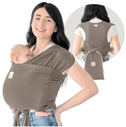 KeaBabies Tragetuch Baby Neugeboren - D-Lite Elastisches Baby Tragetuch Neugeborene, Einfach Anzuziehen Babytrage Neugeborene Ab Geburt, Ring-Trage Babytragetuch Ohne Binden (Copper Gray)