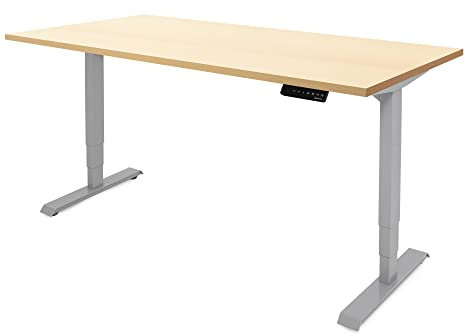 Ergotopia Desktopia Lite Elektrisch höhenverstellbarer Schreibtisch für Büro oder Home Office - 5 Jahre Garantie - ergonomischer Schreibtisch höhenverstellbar mit Ahorn Tischplatte (120 x 80 cm)