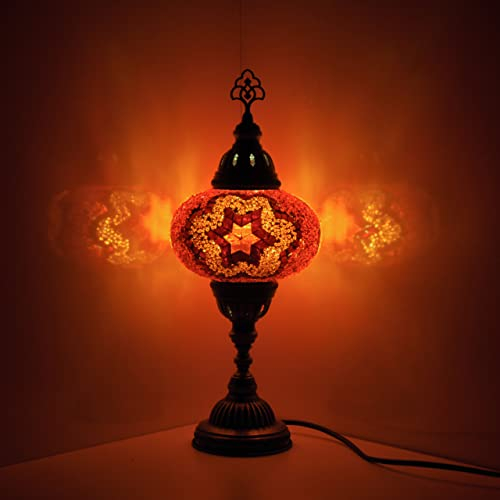 10 Variables Lampes de Table en Mosaïque de Lampe Turque | Lampe Marocaine Turque Avec Base en Bronze | Lampe de Nuit Tiffany faite à la Main | Veilleuse de Chevet en Verre Mosaïque Avec Ampoule LED