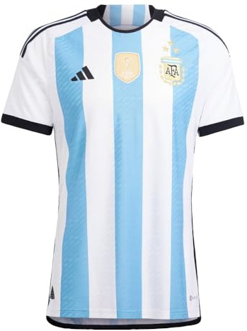 adidas Maillot de football pour homme Argentine 2022 3 étoiles authentique – Célébrez le numéro trois et habillez-vous comme un champion du monde, Blanc/bleu clair, XL