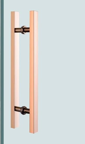 HACSYP Eingangstürgriff, moderner Push-Pull-Bürotürgriff, robuster Scheunentorgriff, gewerblicher Glastürgriff, for den Innen- und Außenbereich (Color : Rose Gold, Size : 80cm*60cm)