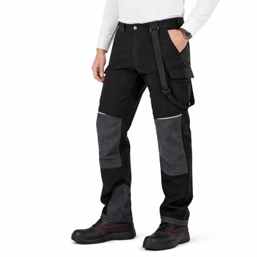 BWOLF Pantalon De Travail Homme Hiver Chantier Thermique, Coupe-Vent, Imperméable, Noir, L