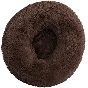 Hundebett Katzenbett Katzen Bett Katzenbett, Donut, Haustierbett, Hund, Katze, Rund, Warm, Kuschelhütte, Weiches Welpensofa, Luxus-Katzenkissen, Schlafsack Katzenkorb Hundematte ( Color : Brown , Size