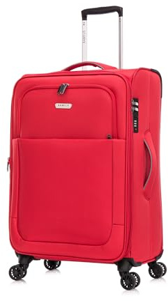 24 Suitcase Medium 4 Wheel Lightweight Luggage Expandable Softshell Check in Travel Case 69L 2.95KG RED