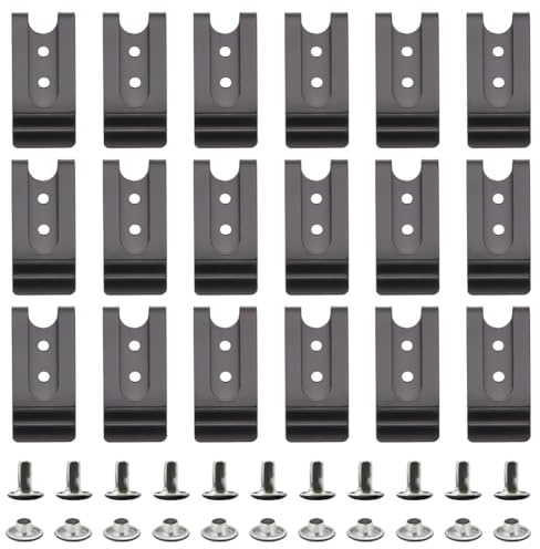 PLIGREAT 18 Piezas de Metal Negro Clip de cinturón de Cierre de Resorte Hebilla de Gancho, Funda de la Vaina Clip de cinturón con 36 Pares de Remaches para el cinturón de Cuero de Bricolaje Billetera