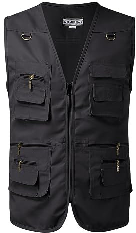 RUMAOZIA Ärmellose Weste Herren Sommer Anglerweste Outdoor Weste mit Vielen Taschen Schwarz Leicht Dünne Weste Klettern Outdoorweste Freizeitweste Camping Fotografie Funktionsweste Jagdweste