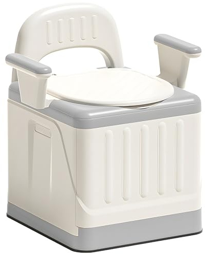 Morlinca Toilettenstuhl Klapptoilette, Rutschfester Toilettenstühle mit Armlehne und Gepolsterter Sitzplatte, Duschstuhl für Senioren, Schwangere, Behinderte,Grau