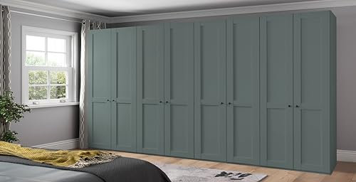 WIEMANN Drehtürenschrank Landhausstil Kleiderschrank 400cm breit, Salbeigrün Dekor, Höhe 216cm, Marlow