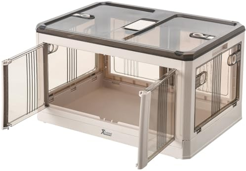 Xcase Transportbox: Faltbare Aufbewahrungsbox mit Deckel & Türen, 85 Liter, weiß (Faltbare Box, Klappkisten, viel)