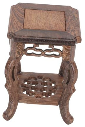 Warmhm Mini Plant Stand and Outdoor Plant Holder, Small 9x13cm Chicken Wing Wood Display Pedestal Jade Base, Heavy Duty Balcony Flower Pot Stool for Indoor Garden Bonsai Display