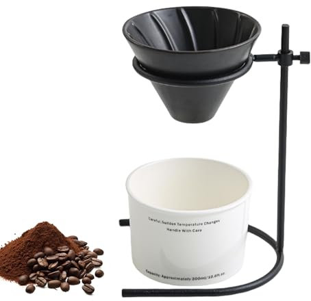 Pasdrucn Filtro de café de porcelana con juego de taza, cafetera con filtro, verter sobre gotero de café, filtro de café reutilizable, verter sobre cafetera con taza de cerámica para el hogar, café