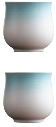 Dicmracy Ceramic Espresso Cups Set 4.5 Oz Cappuccino Cup, Demitasse Cups for Coffee or Tea, Small Latte Coffee cups No Handles（Gradient Blue,2）