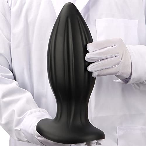 DstoLusre Godemiché Anal en forme de cône, 5 tailles, dilatateur Anal en Silicone souple, point G, jouets sexuels érotiques vaginaux for hommes et femmes(Black Schwarz,L)