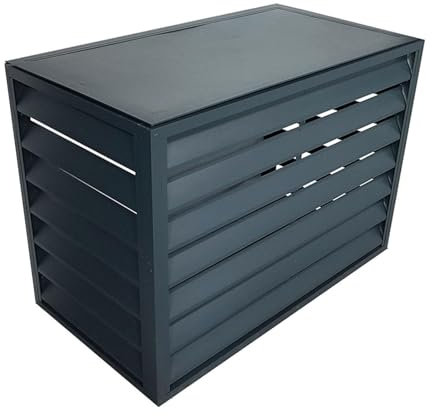 Aluminium-Klimaanlagenzaun, für den Außenbereich, Blumenständer, mit Belüftungsschlitzen, tiefer Pflanzgefäß für Außengeräte, Verstecken der Klimaanlage, grau, 109,2 x 61 x 81,3 cm