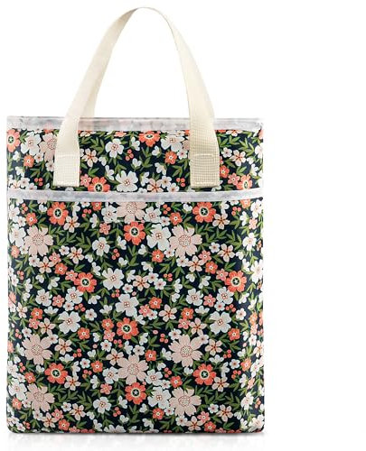 Likesing Buchhülle Büchertasche, Buchtasche mit Reißverschluss und Fronttasche, Tragbarer Buchumschlag für Buchliebhaber, Wasserdichte Buchschutz Buchschoner 31 x 26 cm