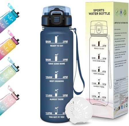 Motswedi Gourde Enfant 500 ml, sans BPA, Bouteille d'eau, Prévention des Fuites, Gourde Plastique, Compatible avec Les Boissons Gazeuses, Idéale pour l'école, Activités de Plein Air - Bleu foncé