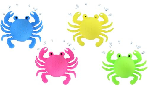 4pcs Crab Water Balls, 4 Colors Rubber Crab Floating Pool Toy Soft Stress Lowering Water Bomb Splash Ball Animal Bath Toys for Kids Swimming Pool Summer Goodie Bag Fillers Party Favors