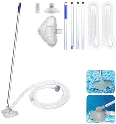Aspirateur Piscine, avec Tuyau Et Brosse Accessoires Piscine, Manuel avec Tige TéLescopique Aspirateur De Piscine, pour Piscine, Jacuzzi, Spa De Kit Nettoyage Piscine (A)