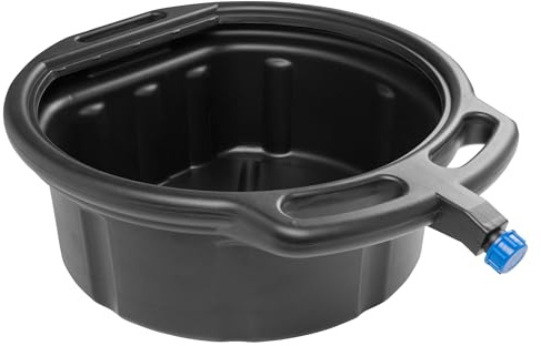 HÖGERT TECHNIK Ölablass 10 L, robuste Schale aus chemikalienbeständigem Kunststoff, mit Griffen, Trichter, auslaufsicher, langlebig, ideal für Auto, Schwarz