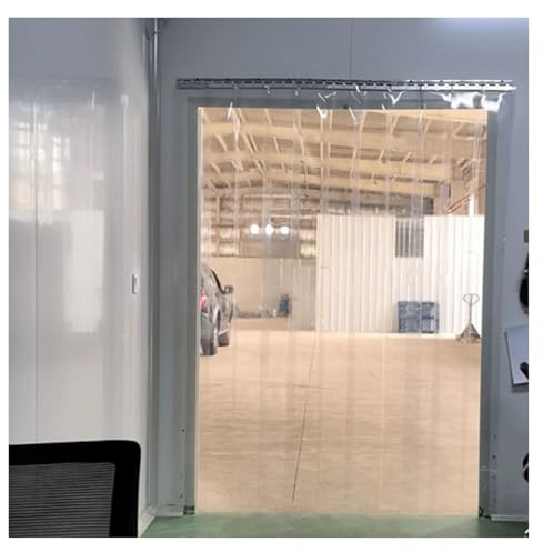 LINGDSWULING Fácil Instalación Terraza Prueba Viento Puerta Partición Doméstica PVC Limpio Cortina Premontada Cortinas Exterior Anti-rasguños Láminas Industrial(41.34x98.43in/1.05x2.5m)