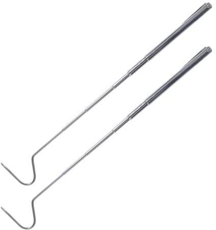 PENIKOKO 2pcs Stainless Steel Retractable Snake Hooks with Easy-grip Handles for Safe Reptile Catching and Moving Snakes in Wild Home Use