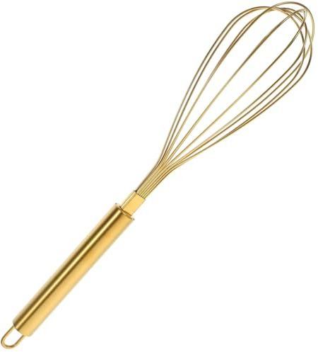 Uonlytech Edelstahl Hand schneebesen Gold Großer Robuster Rührbesen Manueller Eierschläger Verschleißfestes Küchengerät für Backen und Kochen