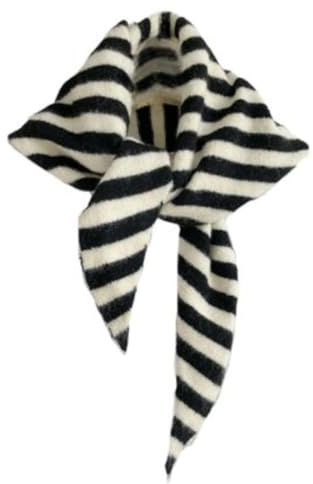Gestreifter gestrickter Dreieckstuch für Damen, Y2K, ästhetisches Kopftuch, gemütlicher Halswärmer, vielseitiger Kopfwickel, Cottagecore, Streetwear, stilvolles Herbst-Winter-Accessoire