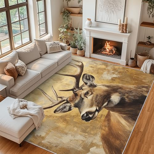 Generisch Fußmatte Sikahirsch 40x60 cm, Teppich Jagde Elch Weicher Waschbarer Antirutsch Kurzflor Carpet für Eingangsbereich Bettvorleger P-&28
